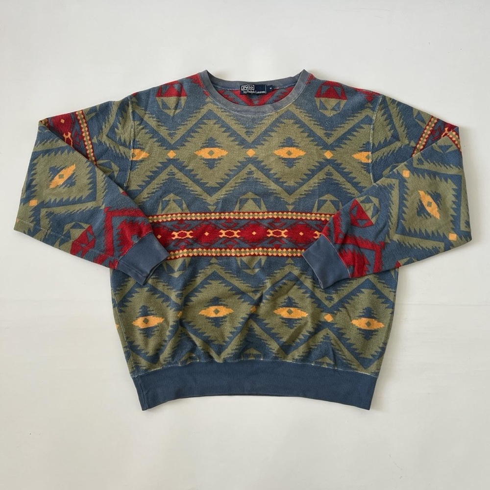 Vintage Aztec Polo Sweater